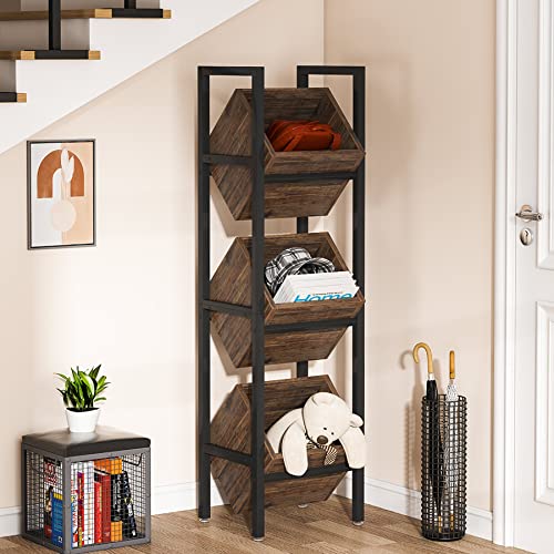 Tribesigns Basket Stand, 3 Tier Wood Snack Rack with Baskets